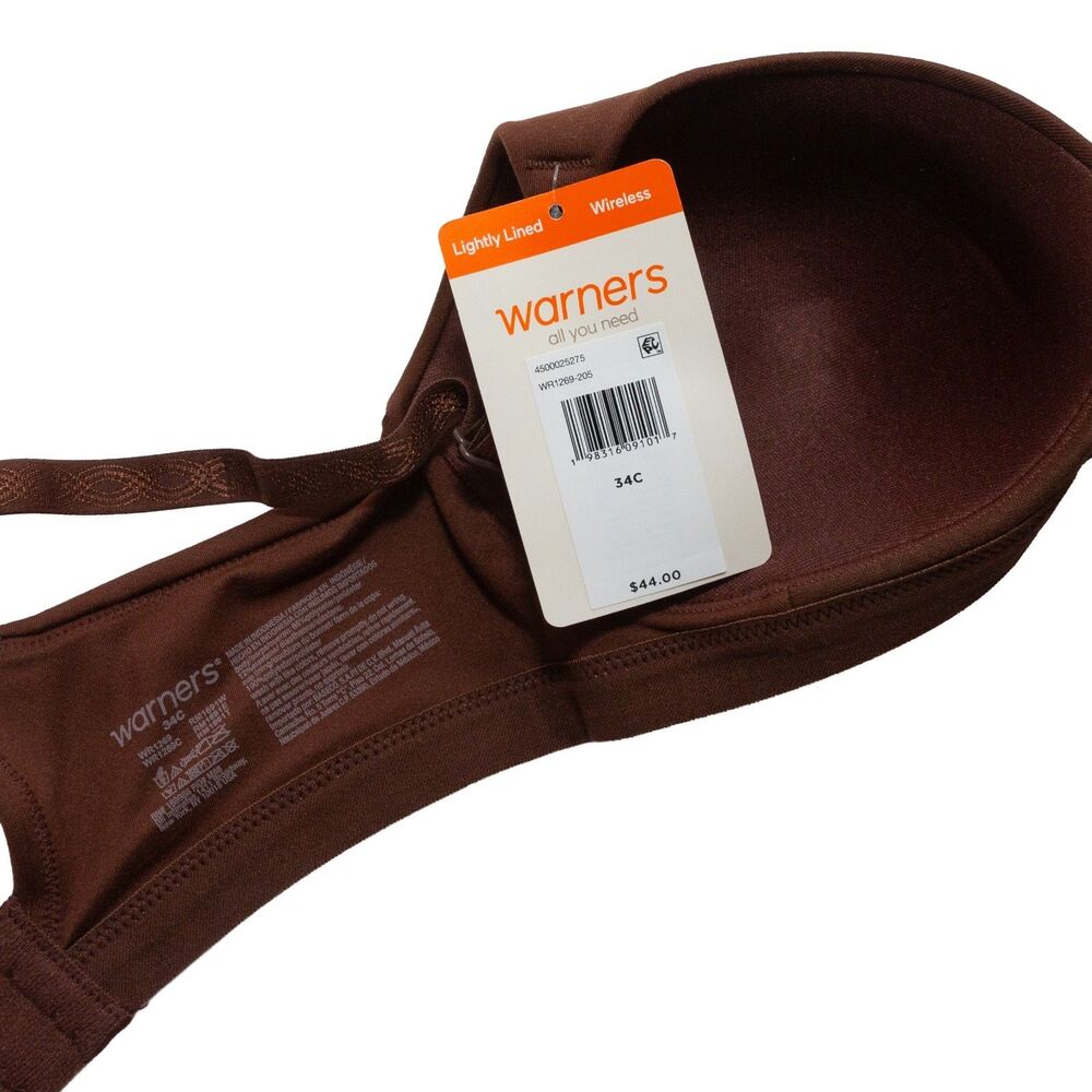 Warner's 34C Wireless Lightly Lined Comfort Bra‎ Brown Smooth Everyday Support - Picture 4 of 4